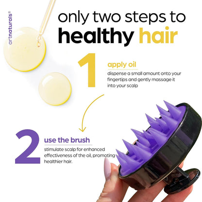 Organic Rosemary & Castor Hair Growth Oil + Scalp Massager Set – Hair Styling Oils for Dry, Itchy Scalp, Thickening & Hydration - Scalp Oil Products for Damaged Hair & Split Ends – 4.0 Oz