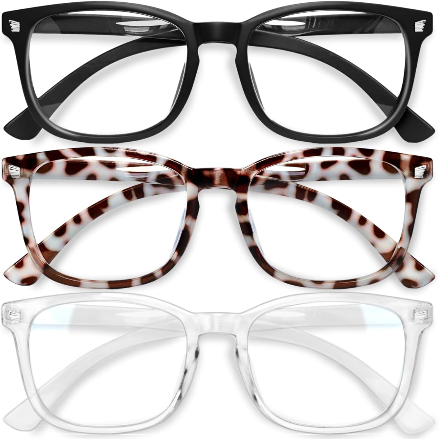 Woman's Blue Light Lens - Matte Black+Leopard+Transparent